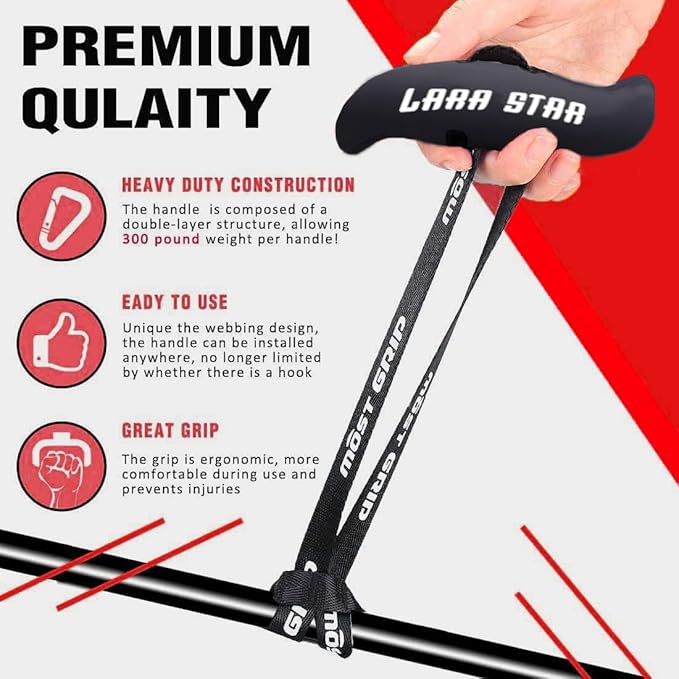 LARA STAR Pull Up Handles Grips Fitness Strap Heavy Duty Cable Machine Handles Training Grip Strength Sling Trainer for Home Gym Pull-up Bars Barbells and Pulling Machines