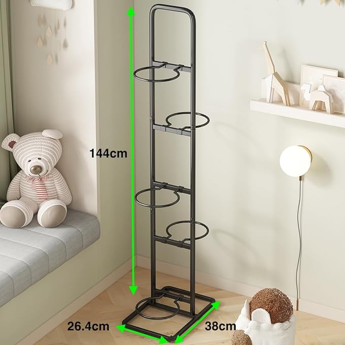 Vertical Ball Rack -basketball rack- Durable Carbon Steel Storage for Basketball, Soccer, Volleyball, and More - Easy to Assemble, Waterproof, Sturdy - 56.7" H