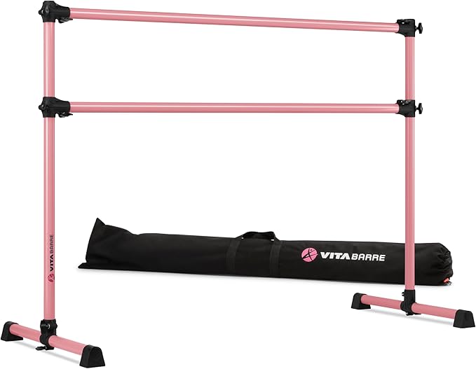 VITA Barre Portable Freestanding Double Ballet Barre, Prodigy, with Carry Bag | Adjustable Height, USA Made, Home or Gym Exercise Equipment for Kids & Adults | Dance, Fitness, Pilates