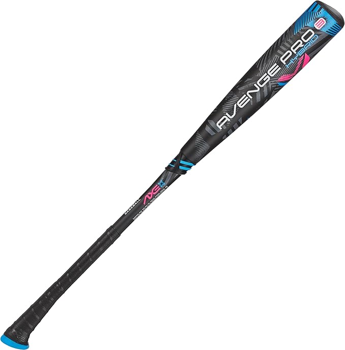 Axe | Avenge Pro 3 Hybrid | USA Baseball Bat | Drop -10/-8/-5 | 3-Piece Hybrid | 2 5/8" Barrel | Black/Blue/Pink