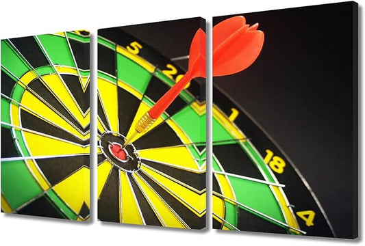Wall Art Dart Board with Darts Closeup Wall Paintings for Living Room Motivational Pictures Print on Canvas Positive Wall Art Bedroom Wall Decoration Office Wall Art Framed Ready to Hang - 24"Wx36"H