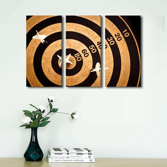 3 Pieces Dart Board Pictures Canvas Art Paintings House Decor Sports Theme Poster Print Canvas Wall Art for Bar Club Living Room Artwork Rustic Home Decor Framed Ready to Hang(28" Wx42 H)