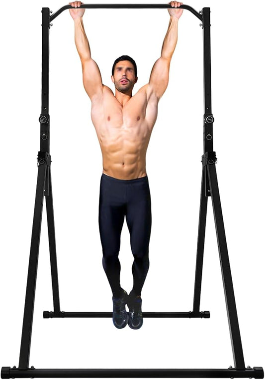 Pull Up Station, Foldable Power Tower Pull Up Bar Station, 5.74-7.55ft Height Adjustable Design, 200kg Load-bearing Capacity, Strength Training Fitness Equipment for Gyms
