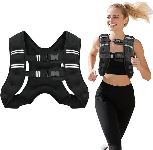 Weighted Vest for Woman Men,6lb/8lb/12lb/16lb/20Lb/25lb Weight Vest with Reflective Stripe Adjustable Buckle Strap Back Pocket Workout Strength Training Walking Jogging Running