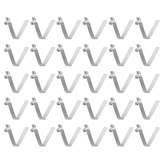 HARFINGTON 30pcs Single Button Kayak Paddle Snap Spring Clip 3.8x6.6x28mm 65Mn Spring Steel V-Shaped Hollow Lift Telescopic Locking Tube Pole Clips for Tent Umbrella Camping