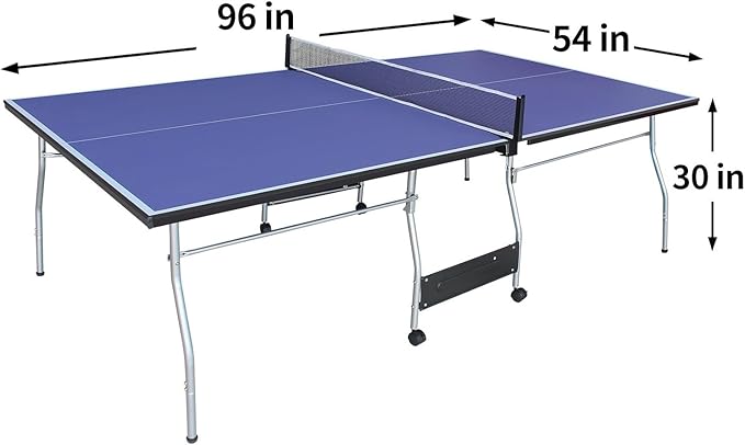 Table Tennis Table, Portable Ping Pong Table Game Set, 8ft Mid-Size Folding Indoor Outdoor Table Tennis Game Set with Net, 2 Table Tennis Paddles and 3 Balls for Adults/Teens