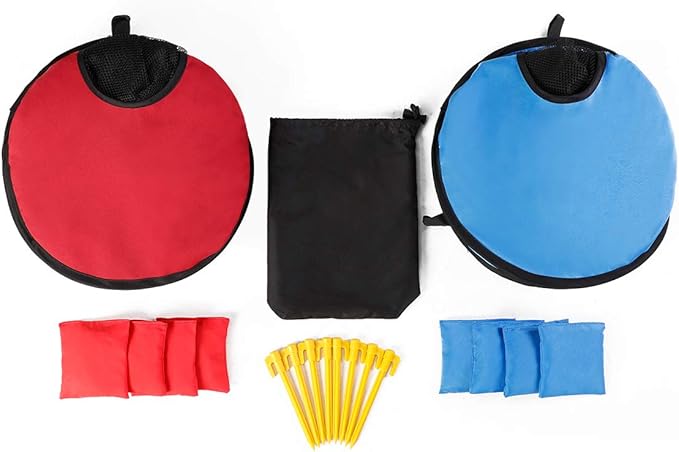 G4Free Portable Collapsible 5 Holes Cornhole Game Set with 8 Bean Bags Carrying Case Toss Game Size 3ft x 2ft for Camping Travel