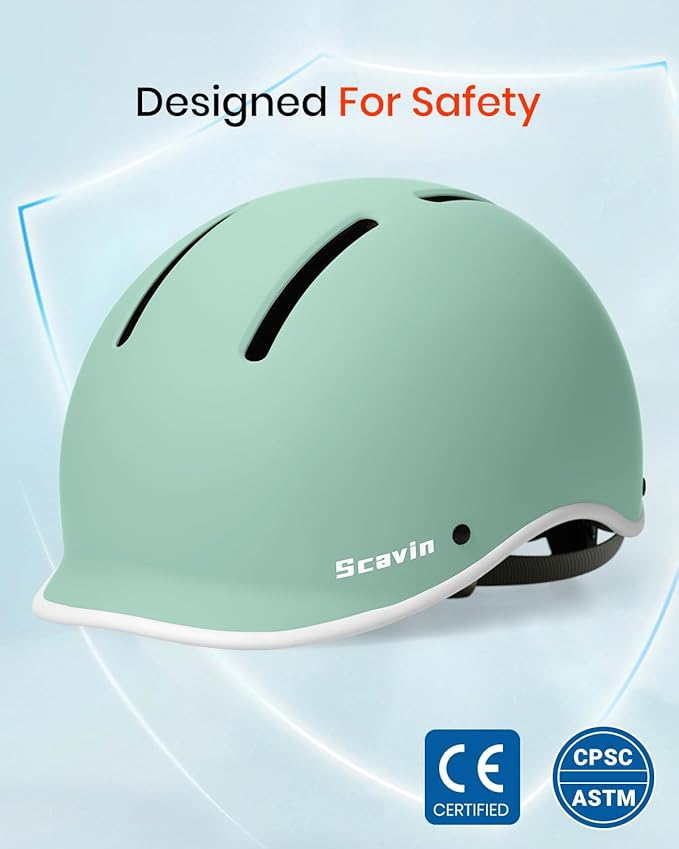 Bike Helmet for Adult: Bicyle Helmet with EPS Foam Interior for Men & Women, Adjustable Cycling Helmet with LED Light Safety Certified for Commuting