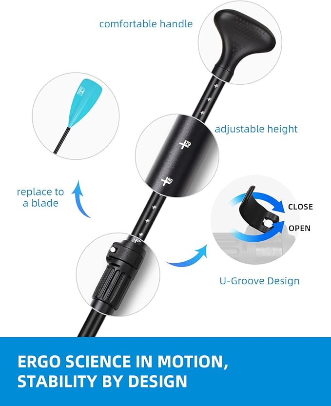OCEANBROAD SUP Paddle - Adjustable Stand-Up Paddle for Paddleboard Kayak, Adjustable Aluminum Alloy Shaft with Reinforced Nylon Blades