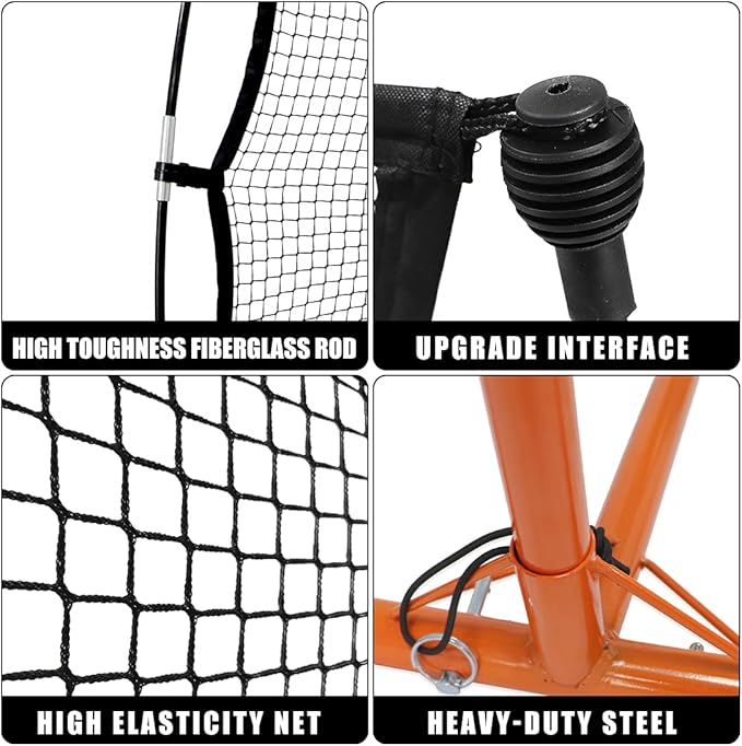Katop Soccer Training Rebounder Net, 2-in-1 Soccer Goal Net with Heavy Duty All-Weather Metal Frame, for Shooting, Passing and Penalty Kick Training