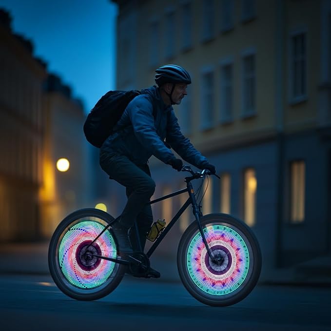 32 LED Spoke Lights - 30 Color Flashing Patterns Automatically Change, Easy Mount Bicycle Lights On Wheel Spokes