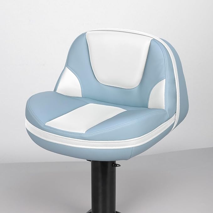 Lean Pro Casting Fishing Boat Seat High Back Bass Boat Seat, White/Sky Blue