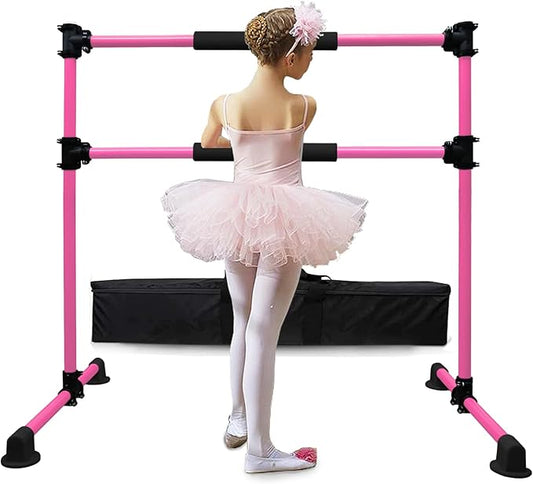 Wesky Double Ballet Barre Portable 4FT Adjustable Freestanding Ballet Barre Fitness Stretching Dancing Bar for Home Studio Adult and Kids