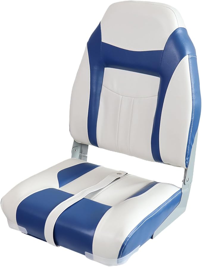 2-Pack High Back Boat Seat with Thickened Sponge Padding and Hinge, Fold-Down Boat Captain Chairs, Easy to Store, Ideal for Fishing, Sightseeing