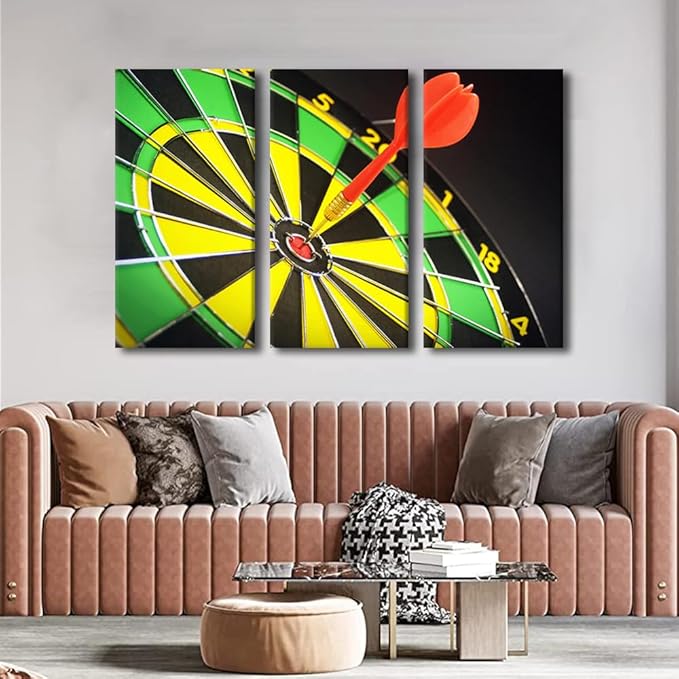 3 Piece Darts Modern Wall Art Inspirational House Decorations for Living Room Goal Achievement Concept Canvas Wall Art Paintings for Bedroom Office Decor Artwork Framed Ready to Hang - 28"Wx42"H