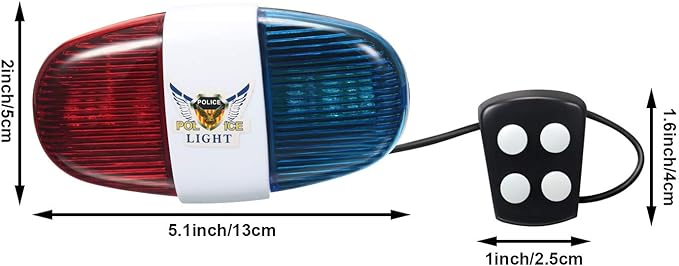 2 Pieces Bike Police Sound Lights LED Sounds Trumpet Bike Horn Police Siren Warning Safety Bicycle LED Light Waterproof