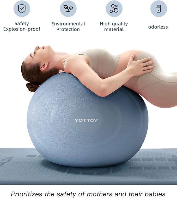 YOTTOY Anti-Burst Exercise Ball for Working Out, Yoga & Pregnancy, Extra Thick Workout Ball for Physical Therapy & Fitness