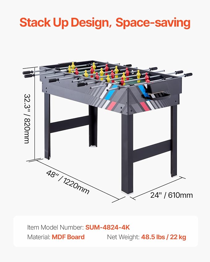 VEVOR 3-in-1/4-in-1 Combo Game Table Set, 48"/54" Air Hockey, Ping Pong & Foosball Combo, with Pucks & Pushers, Multi Combination Table for Family Game Room or Office