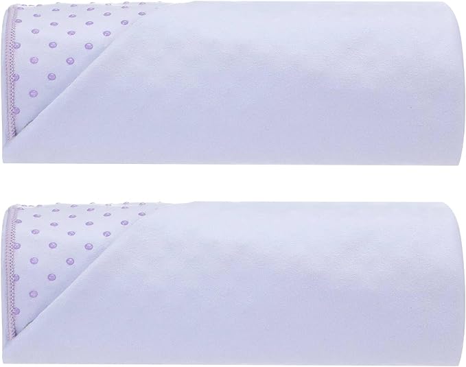 Peryiter 2pack 72 x 24'' Hot Yoga Towel Pack with Grip Dot, Sticky Fiber Mat Towels Non Slip for Hot Yoga, Absorbent Microfiber Sweat Anti-slip Cover for Pilates Exercise Fitness Workout(Light Purple)