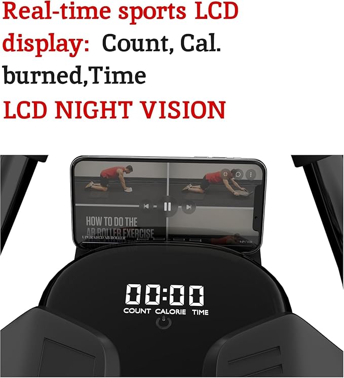 2024 First Ever Calorie Counting Ab Roller High-Performance Abdominal Exercise Machine with Automatic Rebound, Multi-layered Anti-Slip Design & Versatile Exercise Bands