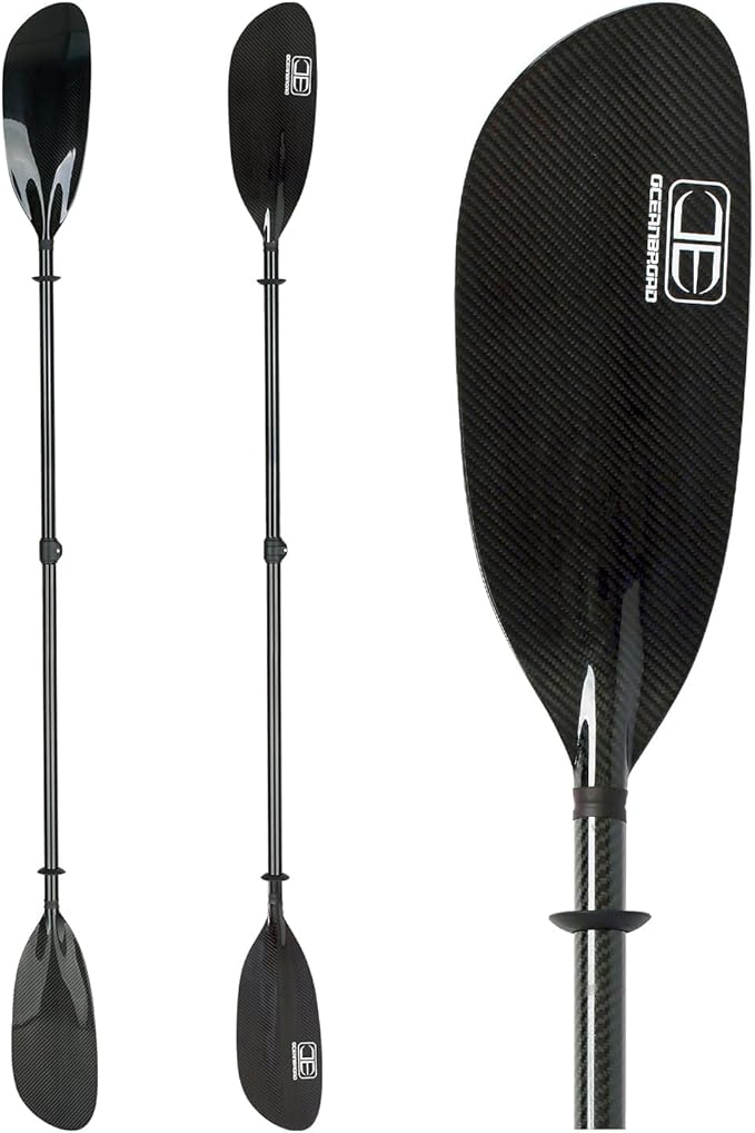 OCEANBROAD Full Carbon Fiber Adjustable Kayak Paddle, 2-Piece, with Paddle Bag and Paddle Leash