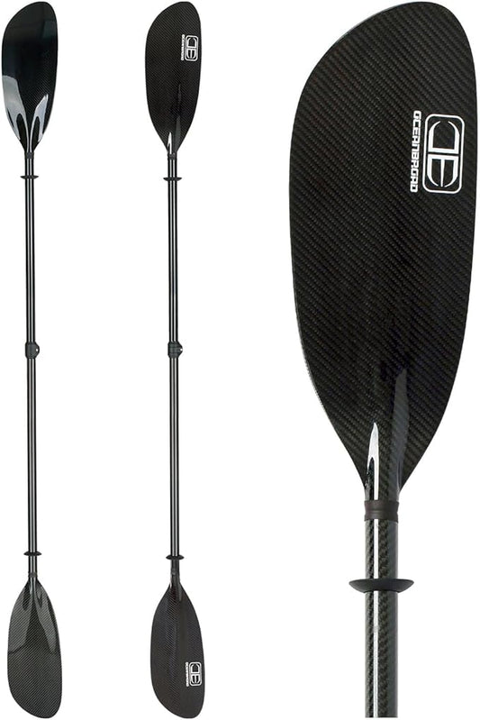 OCEANBROAD Full Carbon Fiber Adjustable Kayak Paddle, 2-Piece, with Paddle Bag and Paddle Leash