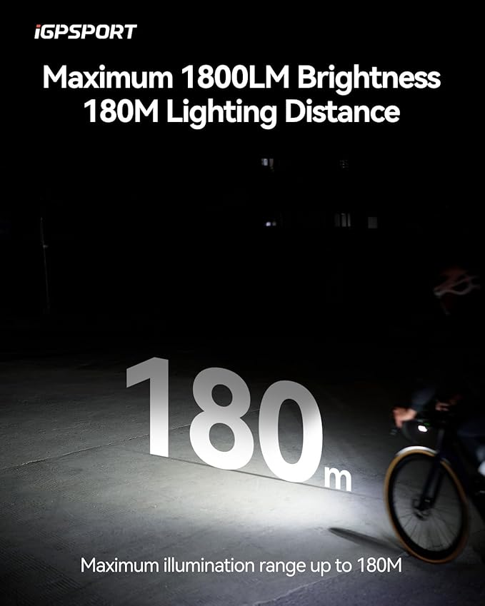 iGPSPORT Smart Bike Light, 500/800/1200 Lumens Bright Bicycle Headlight for Night Riding Cycling Rechargeable Waterproof