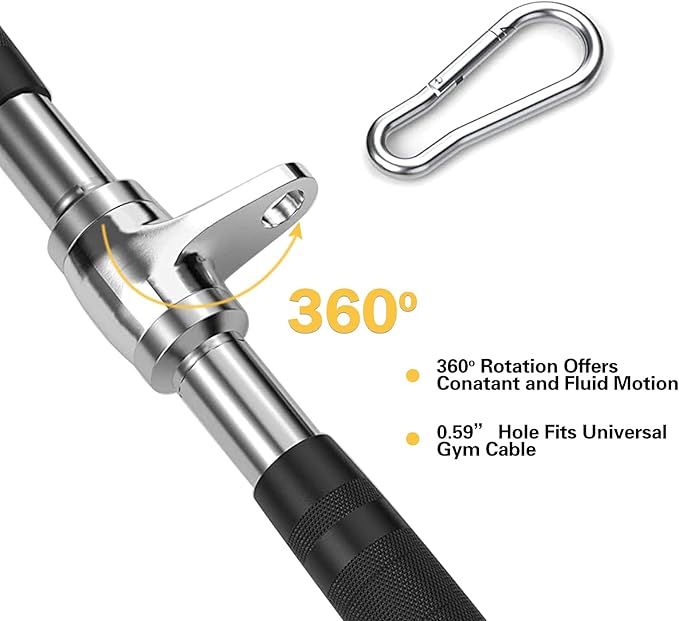 Time wave 47In LAT Pull Down Bar Attachment, Deluxe Revolving Bar with Full Rotation and Rubber Handle for Gym, Strength Workout Accessories, Body Training, Muscle Building and Weight Loss