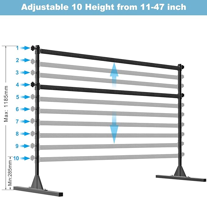 4FT/5FT/6FT Height Adjustable Freestanding Ballet Barre with Fabric Sleeve Portable Double Ballet Bar 350 lbs Capacity Heavy Duty Dance Barre for Home Workout, Stretch