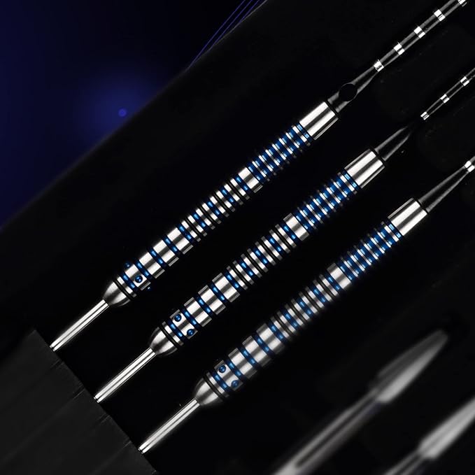 Formula Sports 90% Tungsten Steel Tip Darts Set - Professional Darts Metal Tip Set Available in 21g/22g/23g/24g, with Aluminum Shafts, Tungsten Barrels, Extra Flights, Sharpener, Carrying Case