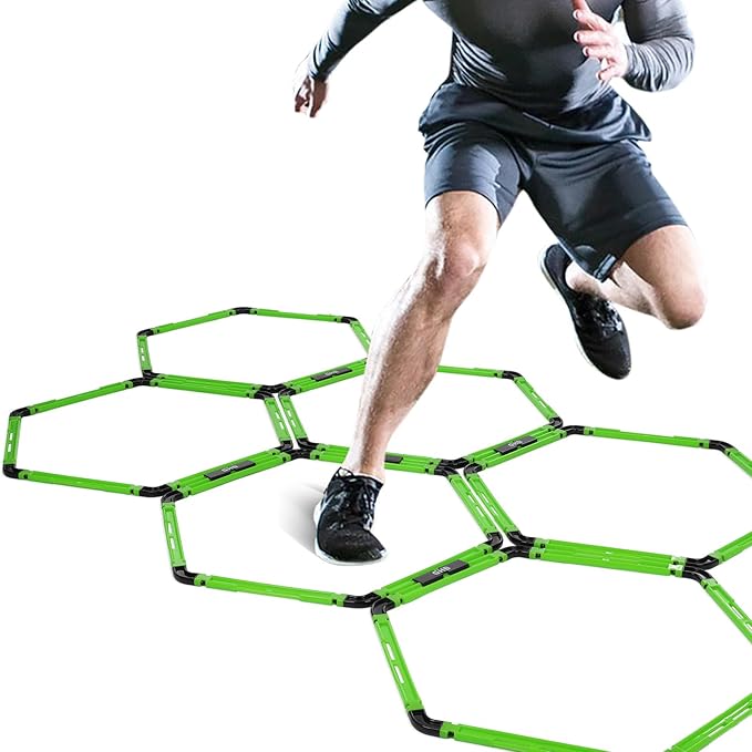 GHB Hex Agility Rings Speed Rings with Carrying Bag 6 Set Portable Hexagon Rings, Agility Ladder for Agility Footwork Training