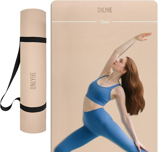 Yoga Mat Extra thick 8mm Exercise mat, Soft Lightweight TPE Fitness Mat with strap, High Elasticity, Anti-fatigue,non-slip mat for Women, Yoga, Camping, Travel, Gym & Outdoor | 72"L x 0.32"Th