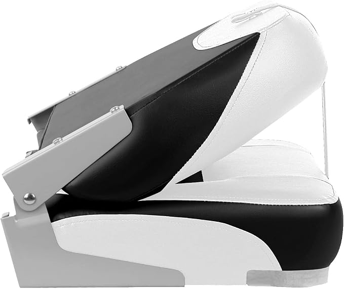 Two Tone Low Back Folding Boat Seat,White/Black