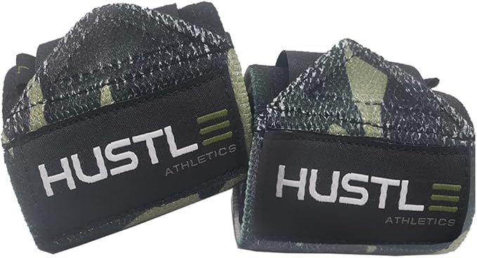Hustle Athletics Wrist Wraps for Weightlifting, USPA-Approved Wrist Support Weight Lifting Wraps, Premium Hook-and-Loop, 12 in or 18 in Heavy-Duty Cotton-Elastic Support for Powerlifting & Bench Press