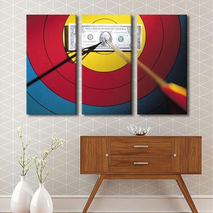 3 Panel Wall Art Sports Theme Paintings Canvas Wall Art Arrows Hit the Bull's Eye Posters and Prints Archery Pictures Canvas Paintings Wall Decor for Living Room Framed Ready to Hang(40"Wx60"H)