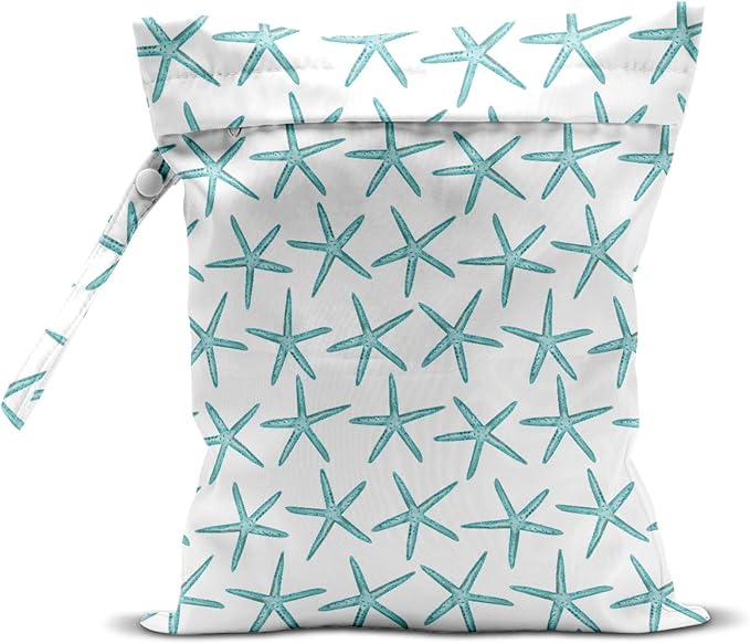 Wet Bag, Wet Dry Bag, Wet Bag for Swimsuit, Travel, Beach, Pool, Diapers, Dirty Yoga Gym Clothes, Makeup Bag, Waterproof Reusable Beach Bag Ocean Decor Starfish Sea Horse Anchor