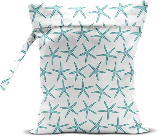 Wet Bag, Wet Dry Bag, Wet Bag for Swimsuit, Travel, Beach, Pool, Diapers, Dirty Yoga Gym Clothes, Makeup Bag, Waterproof Reusable Beach Bag Ocean Decor Starfish Sea Horse Anchor