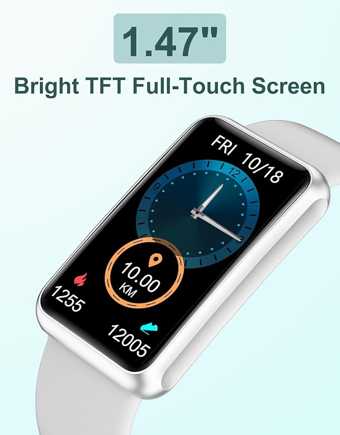 HUAKUA Fitness Tracker No Bluetooth No APP No Phone Needed, Fitness Watch for Men Women Parents IP68 Waterproof with Full Touch Screen Steps Calories Counter Sleep Tracker Alarm Clocks (Gray)