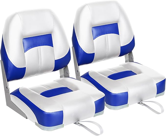 Two Tone Low Back Folding Boat Seat,White/Blue,2pcs/pack