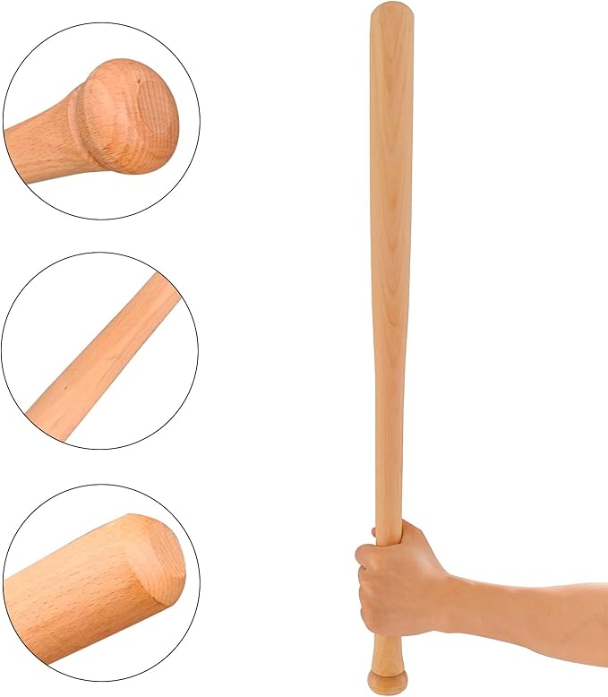 Baseball Wood Bat, 25 Inch Durable and Sturdy Lightweight, Glossy Finish with Cupped for Baseball Training Games or Casual Play