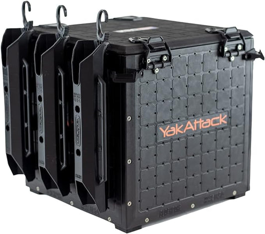 YakAttack BlackPak Pro 13" x 13" Fishing Crate with 3 Rod Holders - Black | Compact Tackle Storage Box & Gear Organizer for Kayaks | Lightweight, Durable & Customizable Marine Accessory | Made in USA