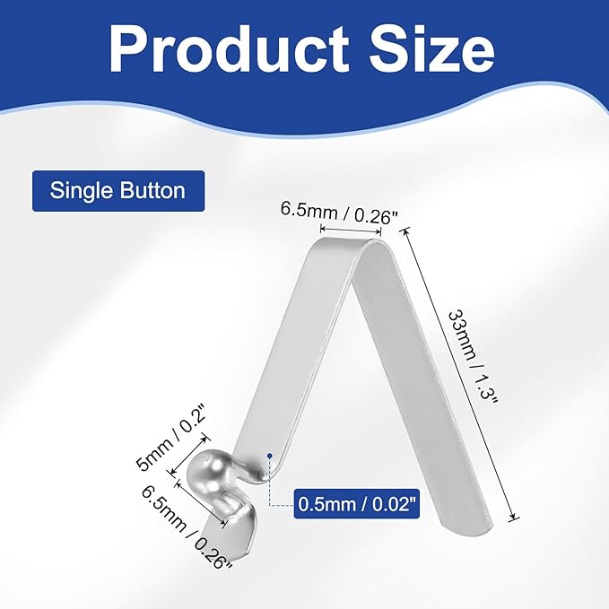 HARFINGTON Single Button Kayak Paddle Snap Spring Clip Spring Steel V-Shaped Hollow Lift Telescopic Locking Tube Pole Clips for Tent Camping