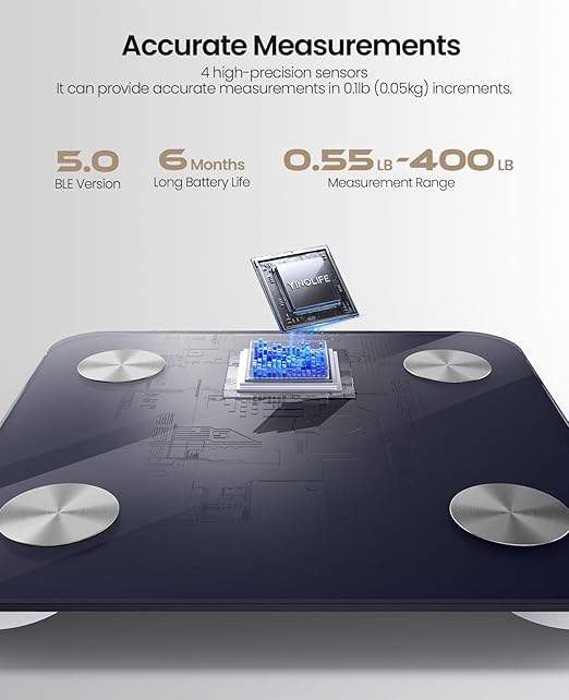Smart Scale for Body Weight, BMI, Body Fat, Muscle Mass, Highly Accurate Digital Bathroom Scale, 20 Body Composition Analyzer Sync Apps 400lbs,10.2" Compact Scale, Blue