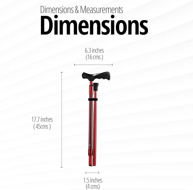 Ergo Walking Cane for Men & Women - Adjustable Foldable Walking Stick (Right-Handed Black Cane)