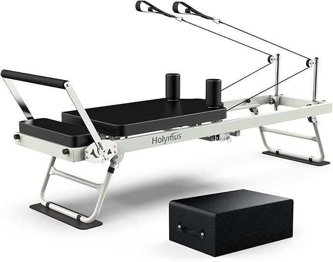 Pilates Box for Reformer 26 x 15 x 9.5 Inch Pilates Reformer Box, Premium PU and Wood Pilates Sitting Box, Home Use Pilates Bed/Pliates Reformer Machine Accessories, Black