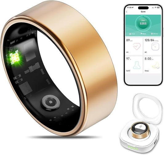 Smart Ring for Women Men, Fitness Rings for Women with Heart Rate, Blood Pressure,Blood Oxygen,Step Counting, Sleep Monitoring, No Subscription Fee, IP68 Waterproof Health Tracker