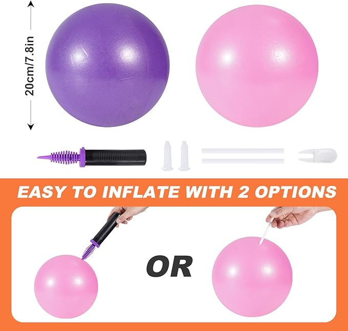 Pilates Ring Circle and Pilates Ball Set, 12 Inch&14Inch Magic Circle Pilates Ring,9 Inch Small Exercise Ball,Resistance Bands Set, Home Pilates Equipment for Women