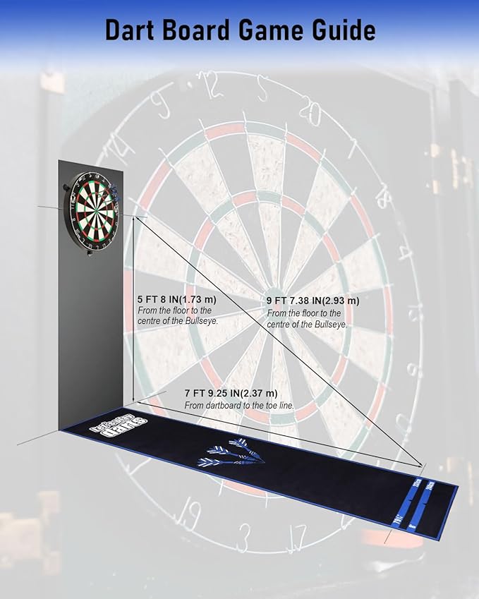 Professional Darts Mat with Oche Line System & Throw Lines – Premium Dart Mat for Floor Steeldart & Soft Darts | 260x60 cm | with Throwing Line - Ideal as a Gift