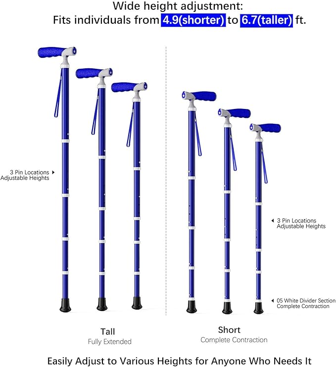 Canes for Women for Stability, Walking Cane for Men, Folding Canes for Women Adjustable for Travel, Dual Modes Handle (Sticks or Canes) with Daily Pill Box
