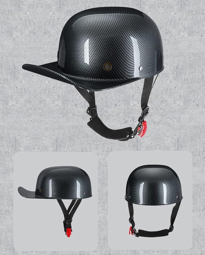 Vintage Retro Open Face Motorcycle Helmet Baseball Cap Half Helmets Men Women for Moped Cap Jet Scooter Street Cruiser - DOT Certified